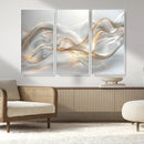 Abstract art Grey and Gold Lines Wall Art