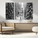 Winter Ski Lift Black and White Canvas Wall Art – Alpine