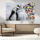 Banksy Art Behind the Curtain Street Wall Art Canvas Print |