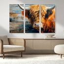Highland Cow Abstract Canvas Wall Art – Bold Farmhouse
