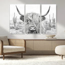 Rustic Charm | Cow Longhorn Black White Bighorn Wall Art by MyGreatCanvas | Canvas Wall Art Prints | Photo Prints & Wall Decor