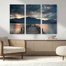 Mountain Lake Wood Pier Canvas Wall Art Nature Lake Print