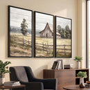 Rustic Farmhouse Barn Wall Art | 3-Panel Framed Gallery Wrap