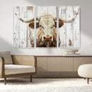 Rustic Longhorn Bull Wall Art Canvas Set – Western-Inspired