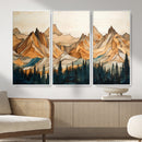 Rustic Wood Mountain Wall Art Print | Triptych Giclee Print
