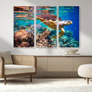 Sea Turtle Wall Art Canvas Print – Vibrant Ocean Coral Reef