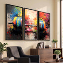 Weightlifting Barbell Art Triptych, Bold Abstract Fitness