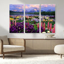 Vibrant Wildflower Garden and Mountain View Giclee Canvas