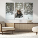 Grizzly Bear Wall Art – Framed Snowy Forest Canvas Artwork, by MyGreatCanvas | Canvas Wall Art Prints | Photo Prints & Wall Decor