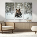 Grizzly Bear Wall Art – Framed Snowy Forest Canvas Artwork, by MyGreatCanvas | Canvas Wall Art Prints | Photo Prints & Wall Decor
