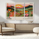 Framed Yayoi Kusama Print, Vibrant Floral Mountain Art