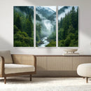 Mountain Forest River Canvas Wall Art Print - Serene Nature