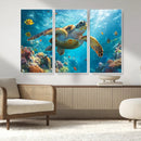Sea Turtle Underwater Canvas Wall Art Print - Vibrant Ocean