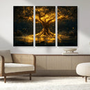 Golden Tree of Life Canvas Wall Art Print - Majestic Glowing