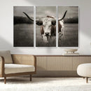 Texas Longhorn Cow Canvas Wall Art Print - Large Rustic
