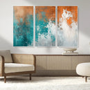 Vintage Abstract Print - Bold Teal and Orange Canvas Wall