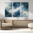 Large Abstract Print - Luxe Blue and Gold Abstract Canvas