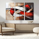 Abstract Wall Art - Modern Red and White Canvas Wall Art