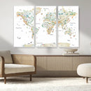 Animal World Map for Kids Room Decor
