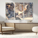 Abstract Blue and Gold Wall Art - Fluid Ink Artwork - Modern