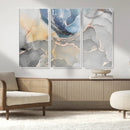 Large Abstract Blue and Gold Canvas Wall Art | Fluid Ink
