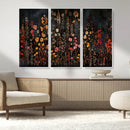 Dark Floral Canvas Wall Art - Moody Botanical Flower Print -