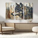 Rustic Wolf Wall Art Canvas Print – Vintage Woodland