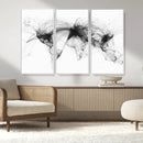 Flight Routes Air Traffic Map Canvas Wall Art - Framed -