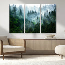 Misty Forest Wall Art Canvas Print – Framed Foggy Mountain