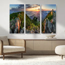 Mountain Sunset Panoramic Wall Art Canvas Print – Framed