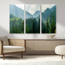 Misty Forest Mountain Wall Art Canvas Print – Framed Serene