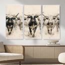 Texas Longhorn Wall Art – Framed Cattle Walking Canvas by MyGreatCanvas | Canvas Wall Art Prints | Photo Prints & Wall Decor