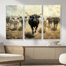 Texas Longhorn Wall Art – Framed Charging Cattle Canvas by MyGreatCanvas | Canvas Wall Art Prints | Photo Prints & Wall Decor