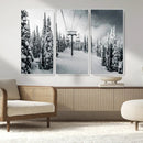 Snowy Pines Wall Art Canvas Print – Framed Ski Lift Winter