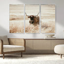 Texas Longhorn Wall Art Canvas Print – Framed Brown Horned