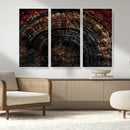 Dark Wood Ring Wall Art Canvas Print – Framed Abstract Tree