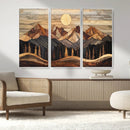 Wood Mountain Wall Art Canvas Print – Framed Boho Abstract