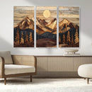Wood Mountain Landscape Wall Art Canvas Print – Framed
