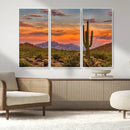 Saguaro Cactus Wall Art Canvas Print – Framed Arizona Sunset