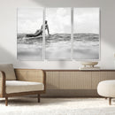 Black and White Surfing Wall Art Canvas Print – Framed Ocean by MyGreatCanvas | Canvas Wall Art Prints | Photo Prints & Wall Decor