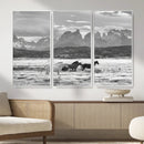 Wild Horses Wall Art – Framed Black White Mountain Canvas by MyGreatCanvas | Canvas Wall Art Prints | Photo Prints & Wall Decor