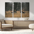 Deer Wall Art Canvas Print – Framed Rustic Wildlife Stags