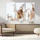Pampas Grass Wall Art Canvas Print – Framed Neutral Tones