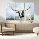 Texas Longhorn Wall Art Canvas Print – Framed Western Rustic