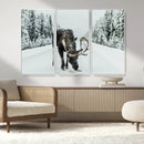 Moose Snow Wall Art Canvas Print – Framed Winter Wildlife