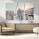 Frosty Pines Wall Art Canvas Print – Framed Cozy Cabin Ski