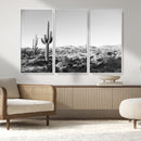 Saguaro Cactus Wall Art Canvas Print – Framed Monochrome