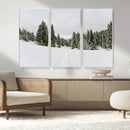 Frosty Pines Wall Art Canvas Print – Framed Silent Snowfall