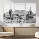 Black White Arizona Desert Canvas Wall Art Cactus Farmhouse