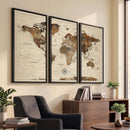 World Map Canvas Print – Framed Detailed Map of the World